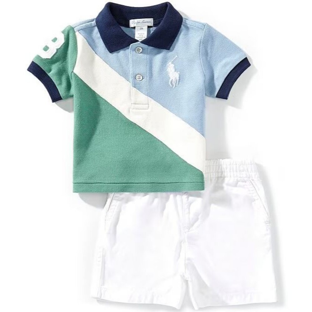 NWT Ralph Lauren BABY BOYS 2 PC shorts SET polo shirt + shorts